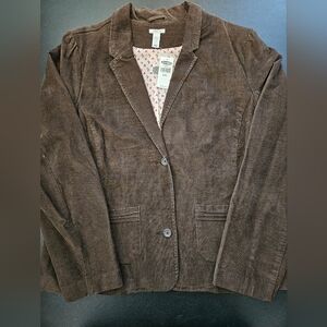 Vintage - NWT Old Navy Brown Stretch Corduroy 2 Button Lined Blazer Size XXL